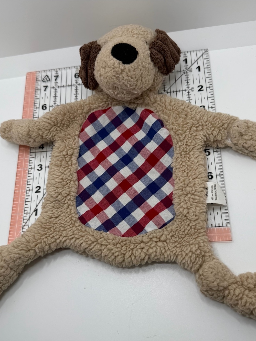Mud Pie Dog Lovey with Red & Blue Plaid Belly